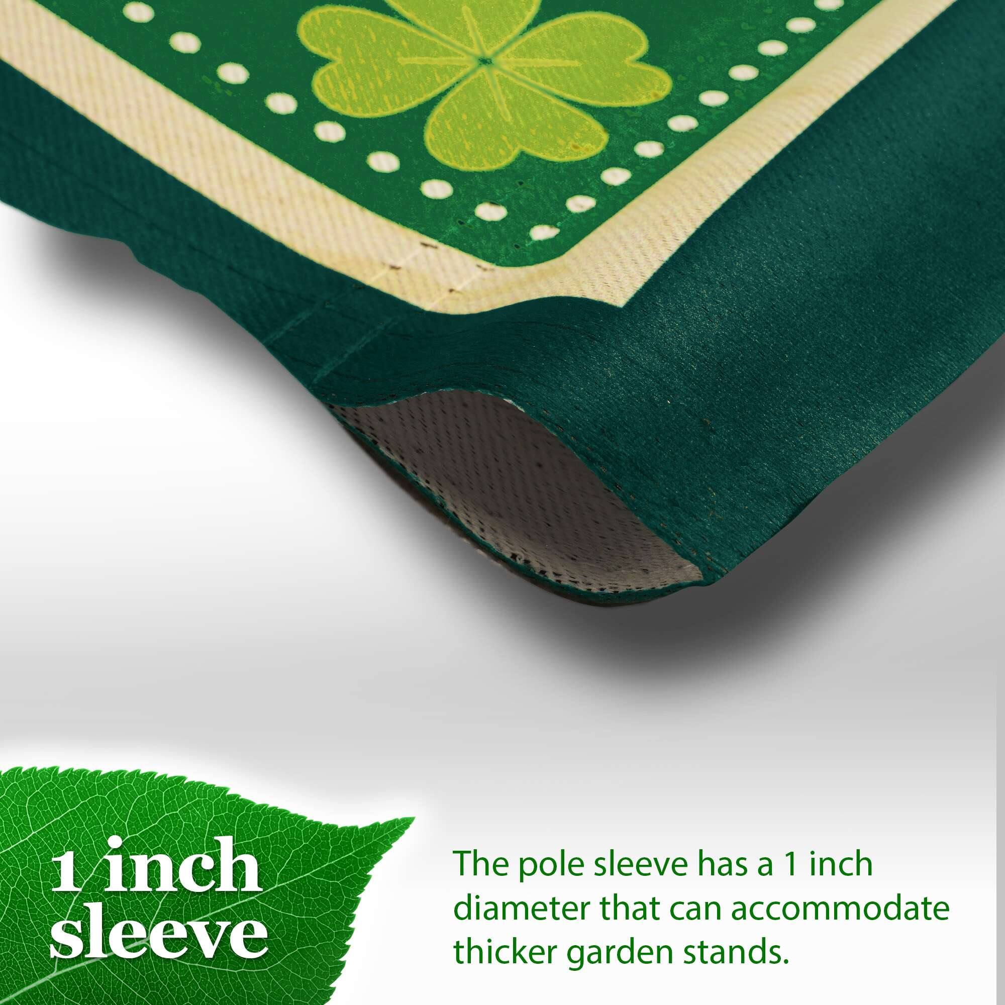 1 inch sleeve

The pole sleeve has a 1 inch diameter that can accommodate thicker garden stands.