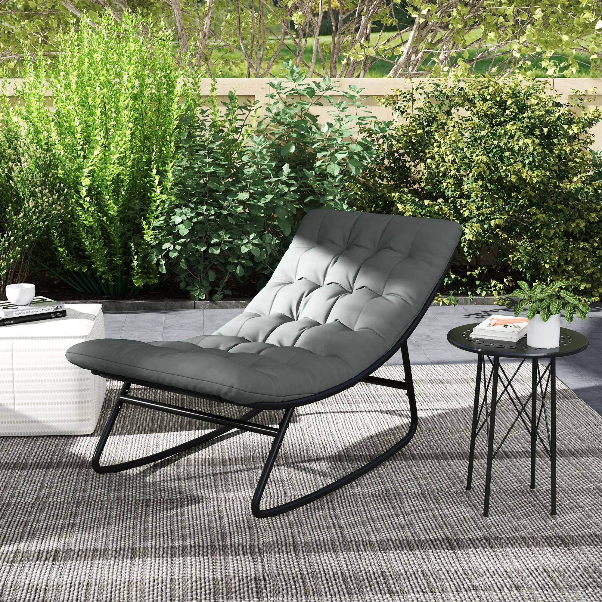 Back. Resenkos - Resenkos 2-Piece Mesh Rocking Chairs, Comfortable Outdoor Porch Seating, Ideal for Balcony Living,Dark Gray - Dark Gray.