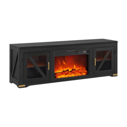 "Living Essentials Corp - Ashton Unfold™ 62"" Farmhouse Fireplace TV Stand with Cabinet Doors, Entertainment Center and Media Console - Black" price history on PriceWatchPro