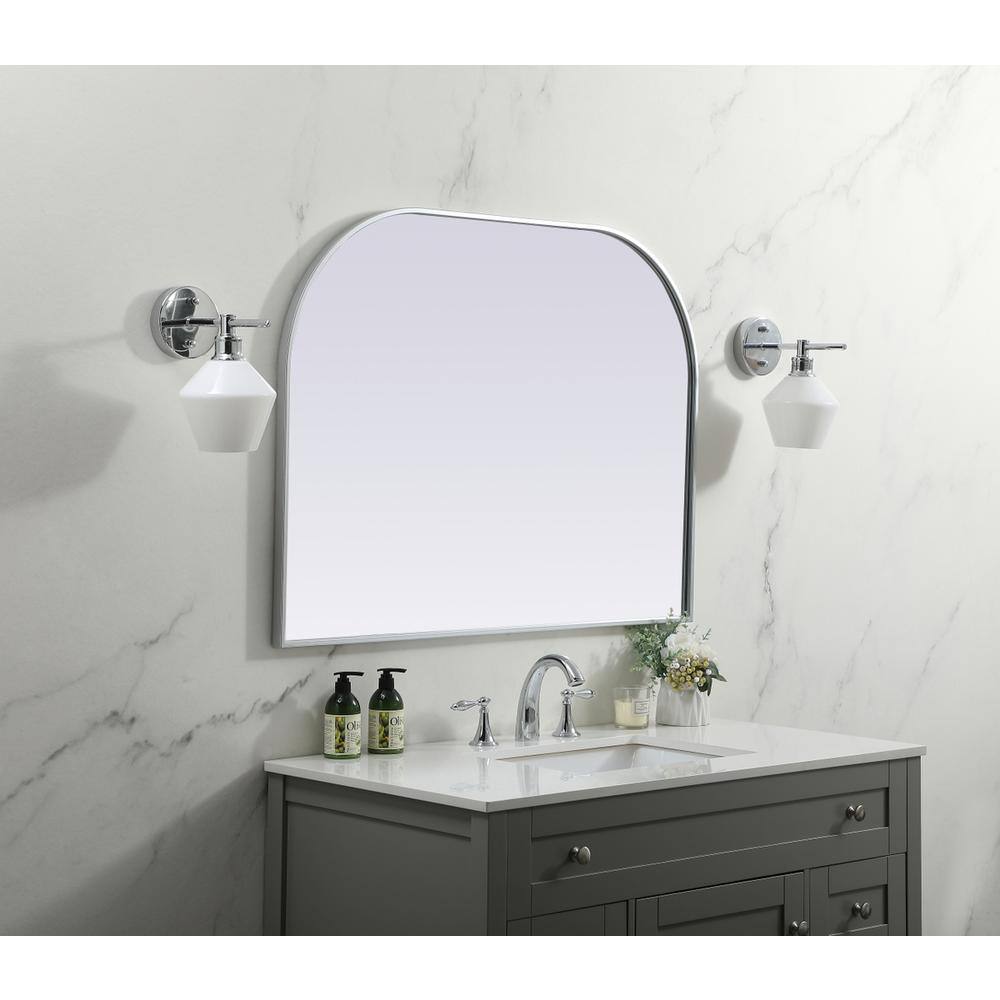 Alt View 4. Elegant Decor - Metal Frame Arch Mirror 40x30 Inch in Silver - Silver.
