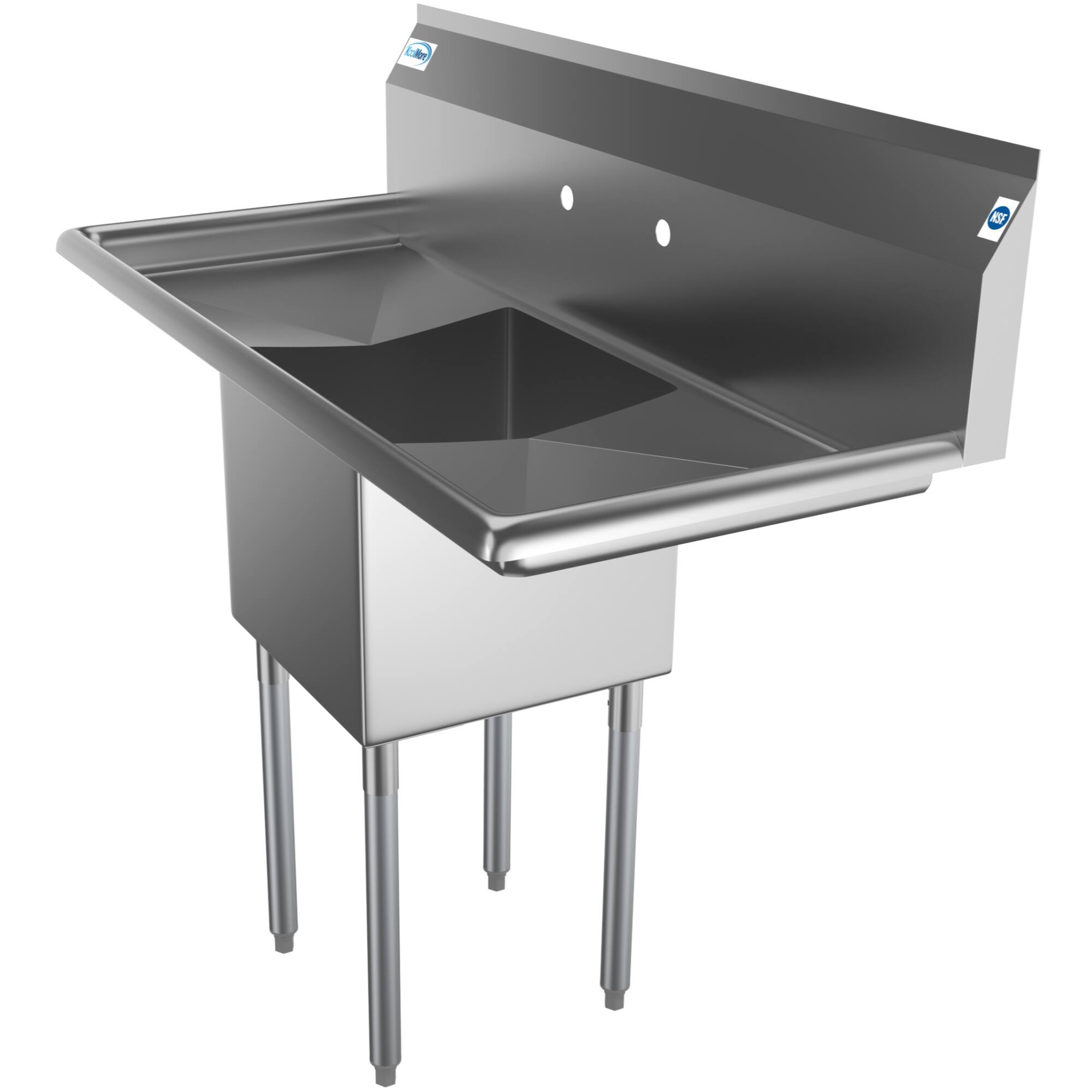 Alt View 1. Koolmore - 45 in. One Compartment Stainless Steel  Sink with Drainboards, Bowl Size 15"x 15"x 12" SA151512-15B3. - Stainless Steel.