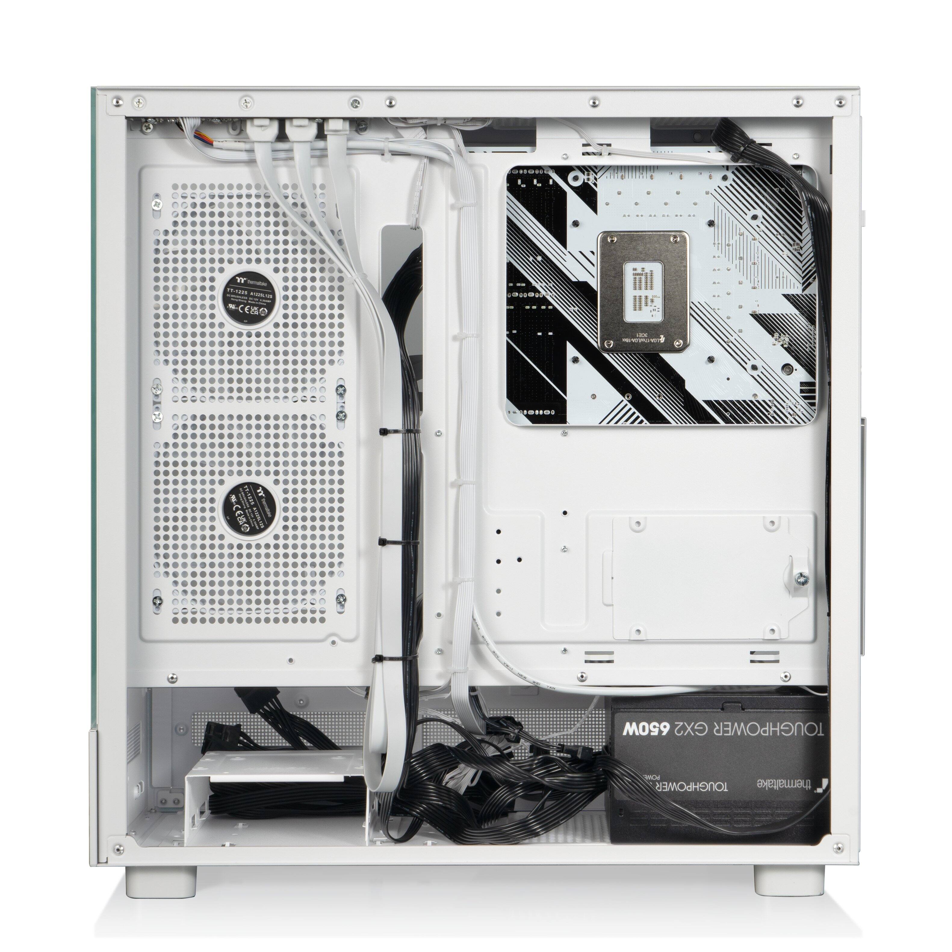 The text on the image reads: "H W - T5.420 - ceso -d. PMAS 1 OO Ta 1 0se I 650W GX2 TOUGHPOWER S TOUGHPOWER thermaltake." This text is likely describing the components and features of the computer system, such as the motherboard, power supply, and cooling system. The text suggests that the system is designed for high performance and reliability, with a focus on thermal management to ensure optimal performance and longevity.