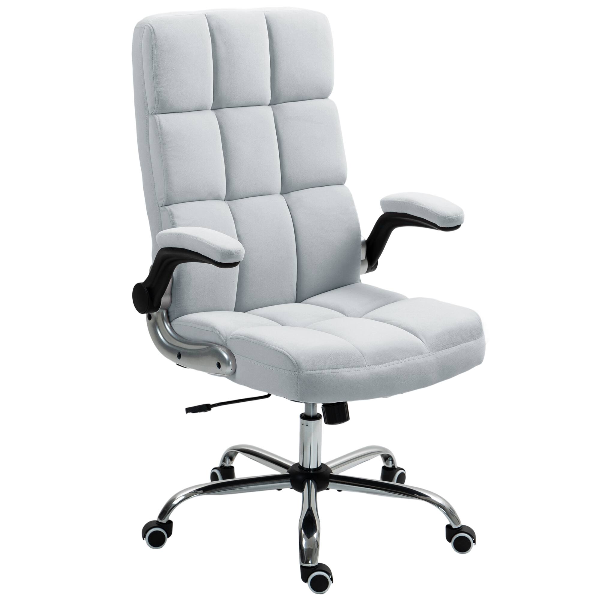 Alt View 4. U-HOMY - Velvet Executive Office Chair: Ergonomic Desk Chair with Adjustable Height & 360° Rotation - Light Grey.