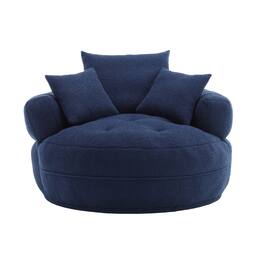 GOODSILO - Chenille Fluffy Sleeper Chair - Modern Single Sofa for Living Room, Bedroom, Lounge & Projection Room - No Assembly - Navy