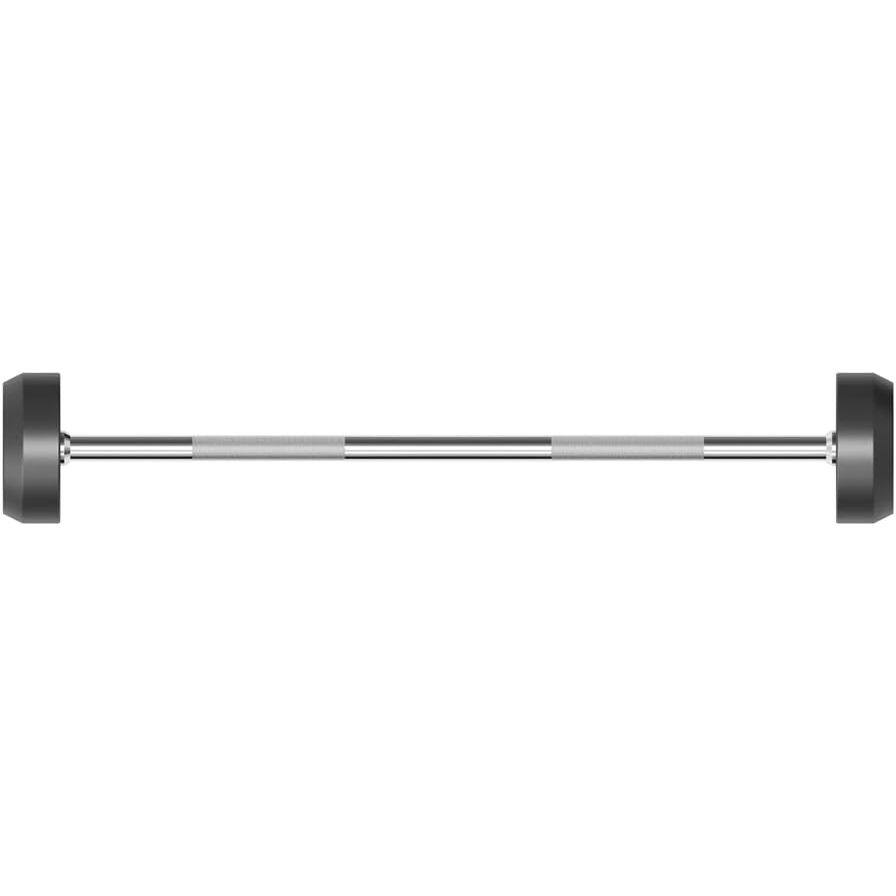 Alt View 1. Power Systems - Pro Style Rubber Fixed Straight Barbell  - 90lbs Weighted Workout Bar w/Ergonomic Handle - Black.