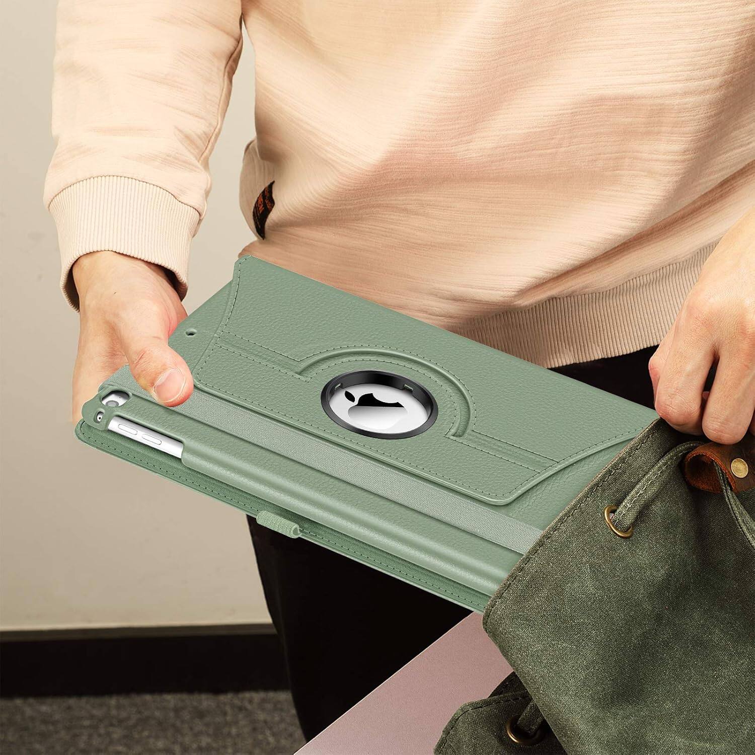 Alt View 4. Fintie - Rotating Case for iPad 6th / 5th Generation 9.7", iPad Air 2 & Air 1 360° Swivel Stand, Portrait & Landscape Viewing - Sage Green.