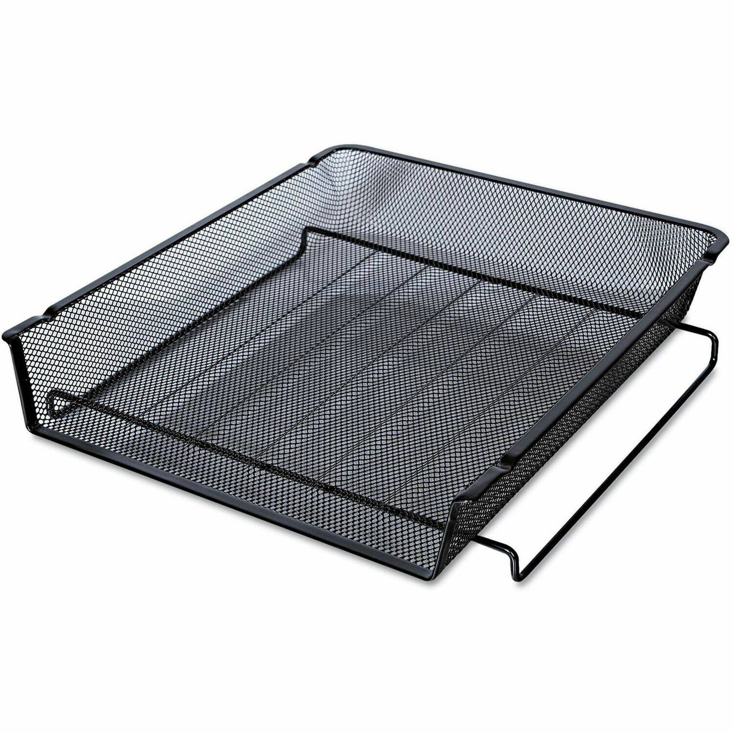 Front. Universal - Universal Desk Tray 1 Compartment 2.75" Height x 11.25" Width x 13" Depth Black Metal Mesh - Black.