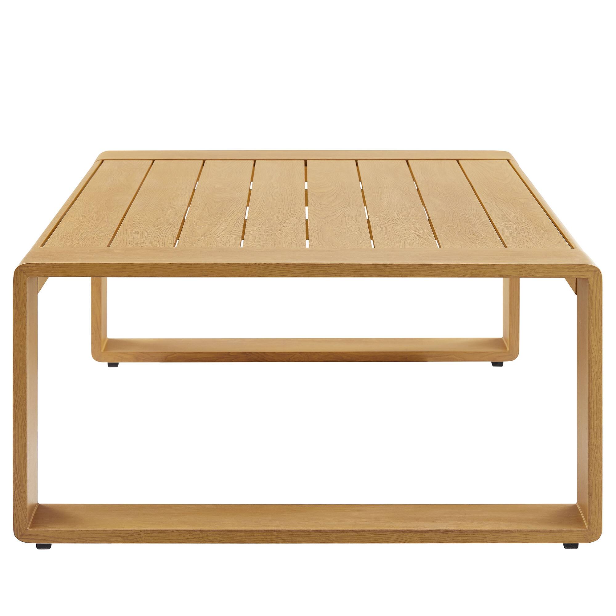 Alt View 2. Modway - Lirienne Outdoor Patio Aluminum Faux Wood Coffee Table by Modway - Natural.