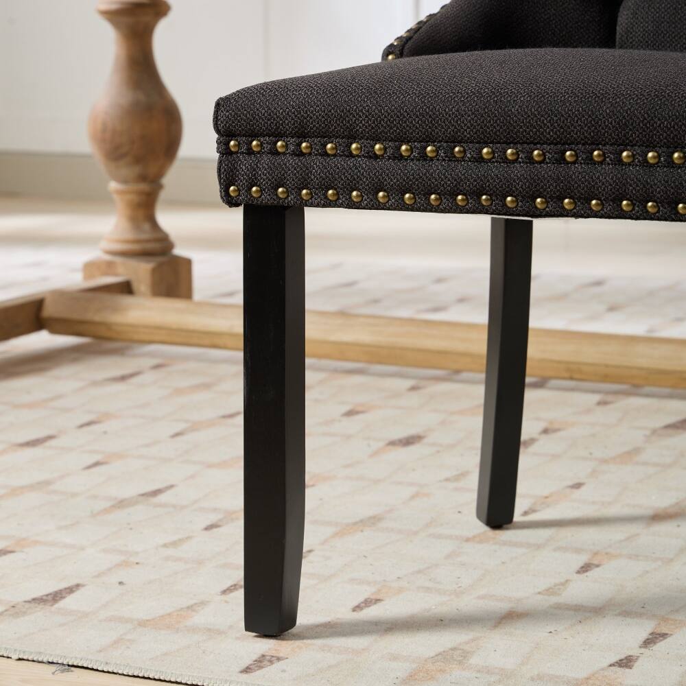 Alt View 8. Loheer - Loheer Tufted Dining Chair Set of 2 Linen Upholstered Black - Black.