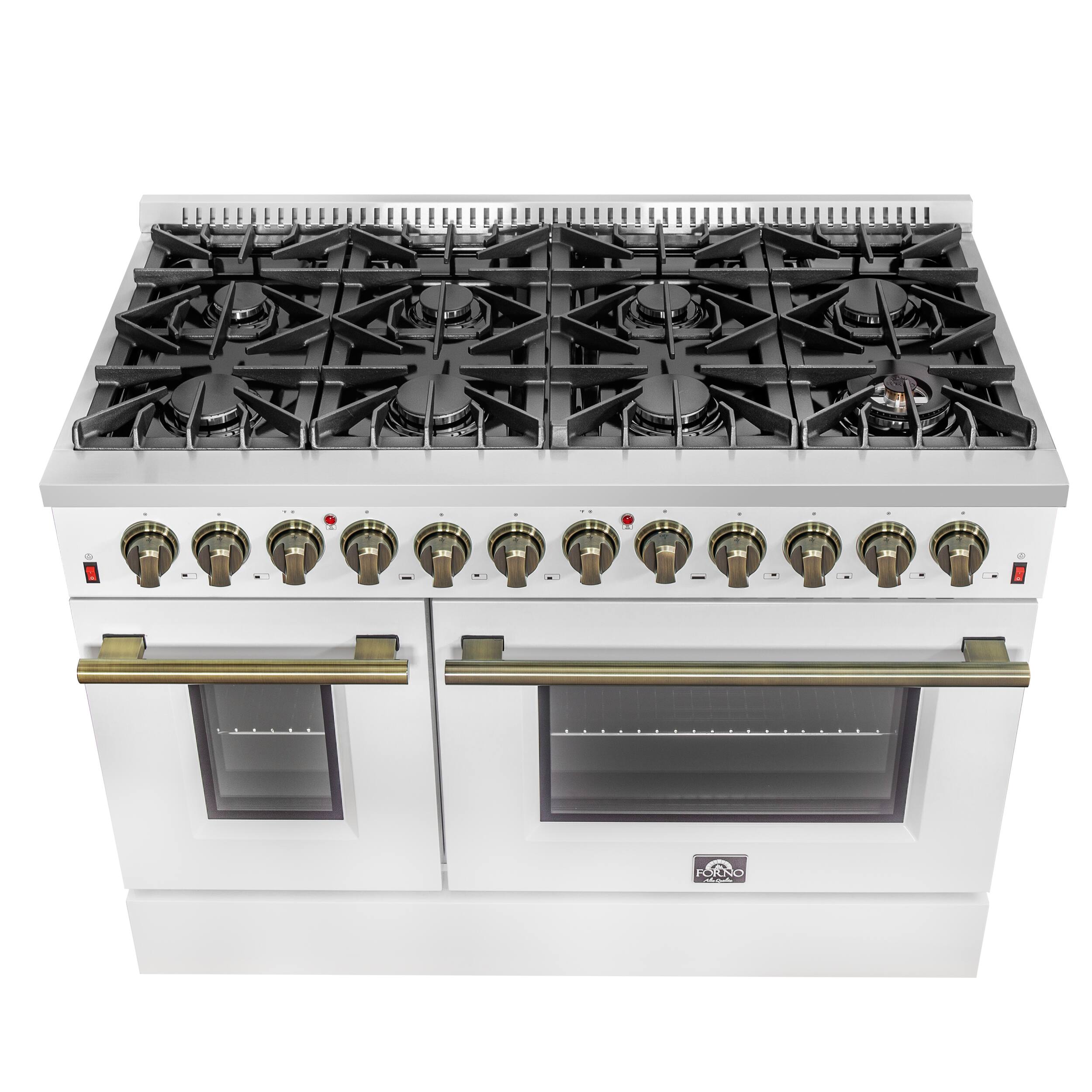 Alt View 10. Forno Appliances - 48 in. Wide 8 Burner Galiano 6.58 Cu. Ft. Freestanding Dual Fuel Range with Convection Oven and Griddle - White Door.