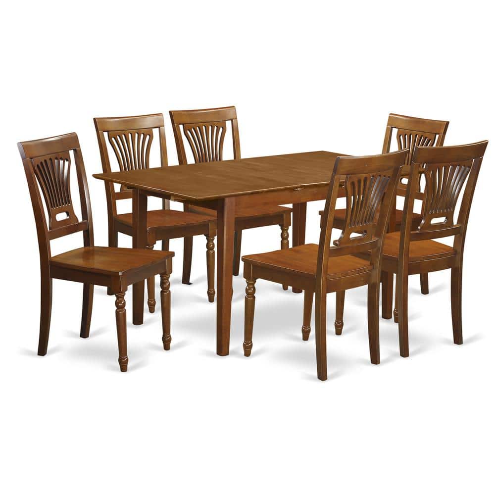 East West Furniture - 7 PC Kitchen Table and chair set - Table with Leaf and 6 Dining Chairs - Saddle Brown price history on PriceWatchPro