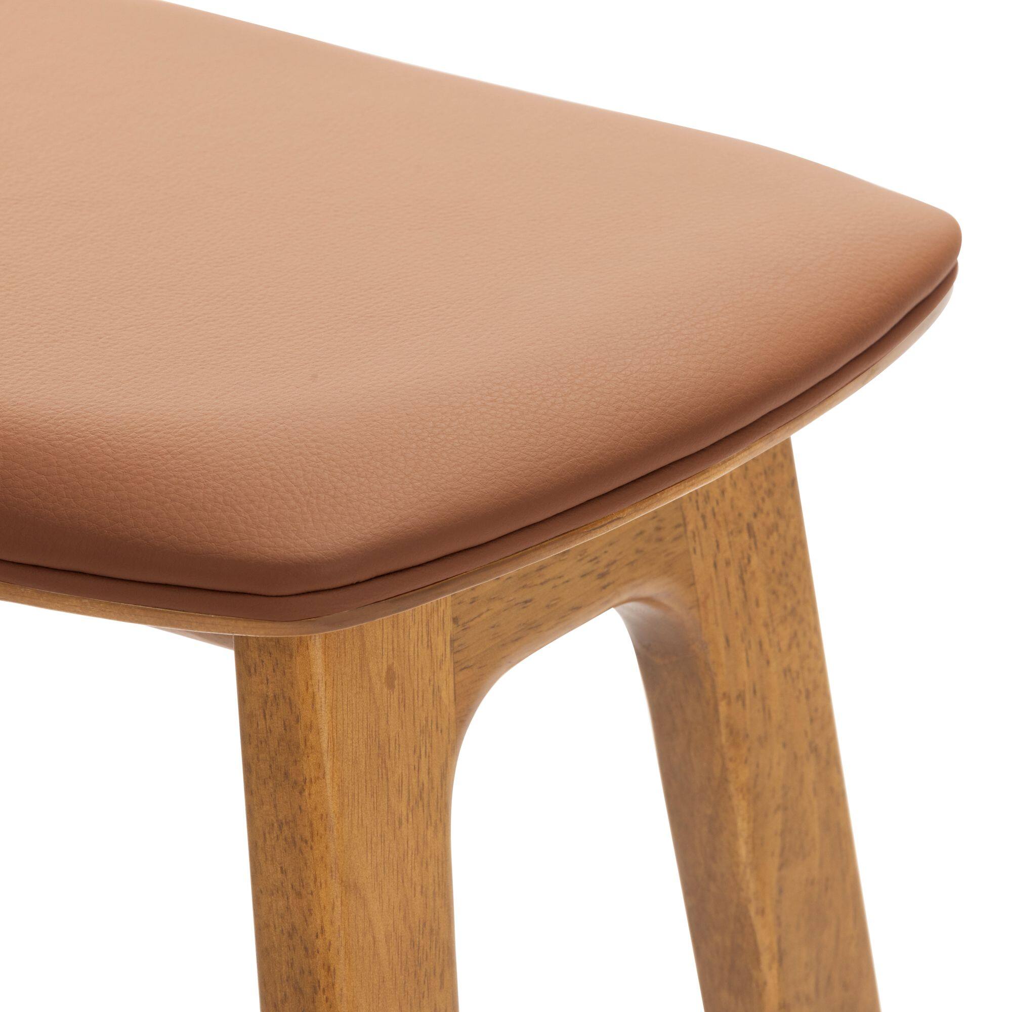 Alt View 4. Plank+Beam - Beryl Upholstered Bar Height Stool (30in) - 4 pack, Pecan/Toffee PU Leather - Pecan/Toffee PU Leather.