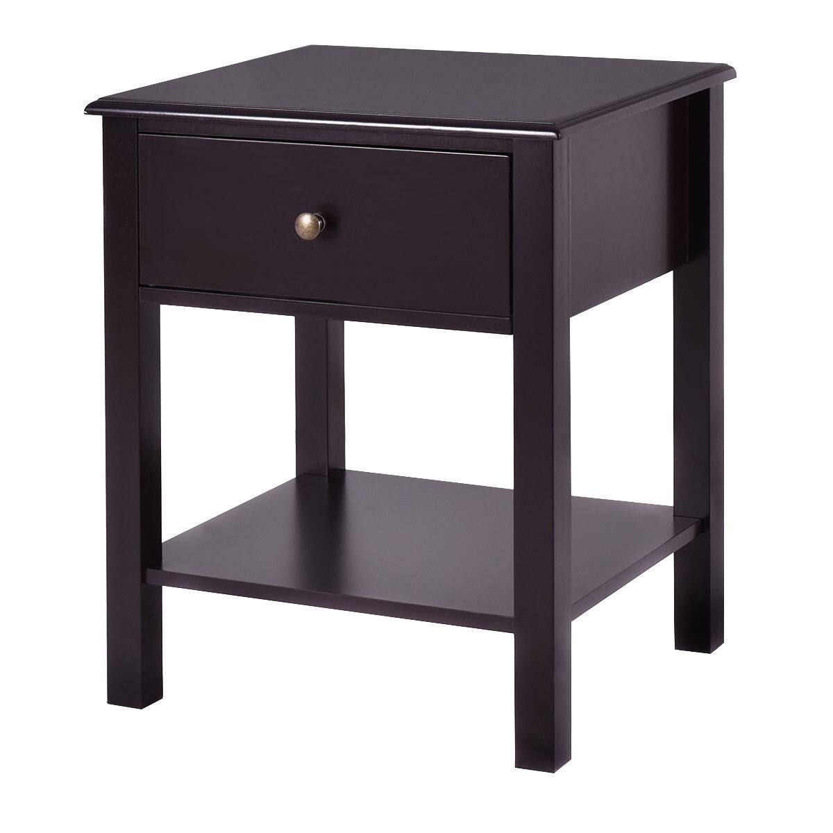 Alt View 14. Costway - End Table Nightstand Storage Display Furniture Drawer Shelf Beside - Brown.