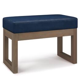 Simpli Home - Milltown Footstool Small Ottoman Bench - Distressed Dark Blue
