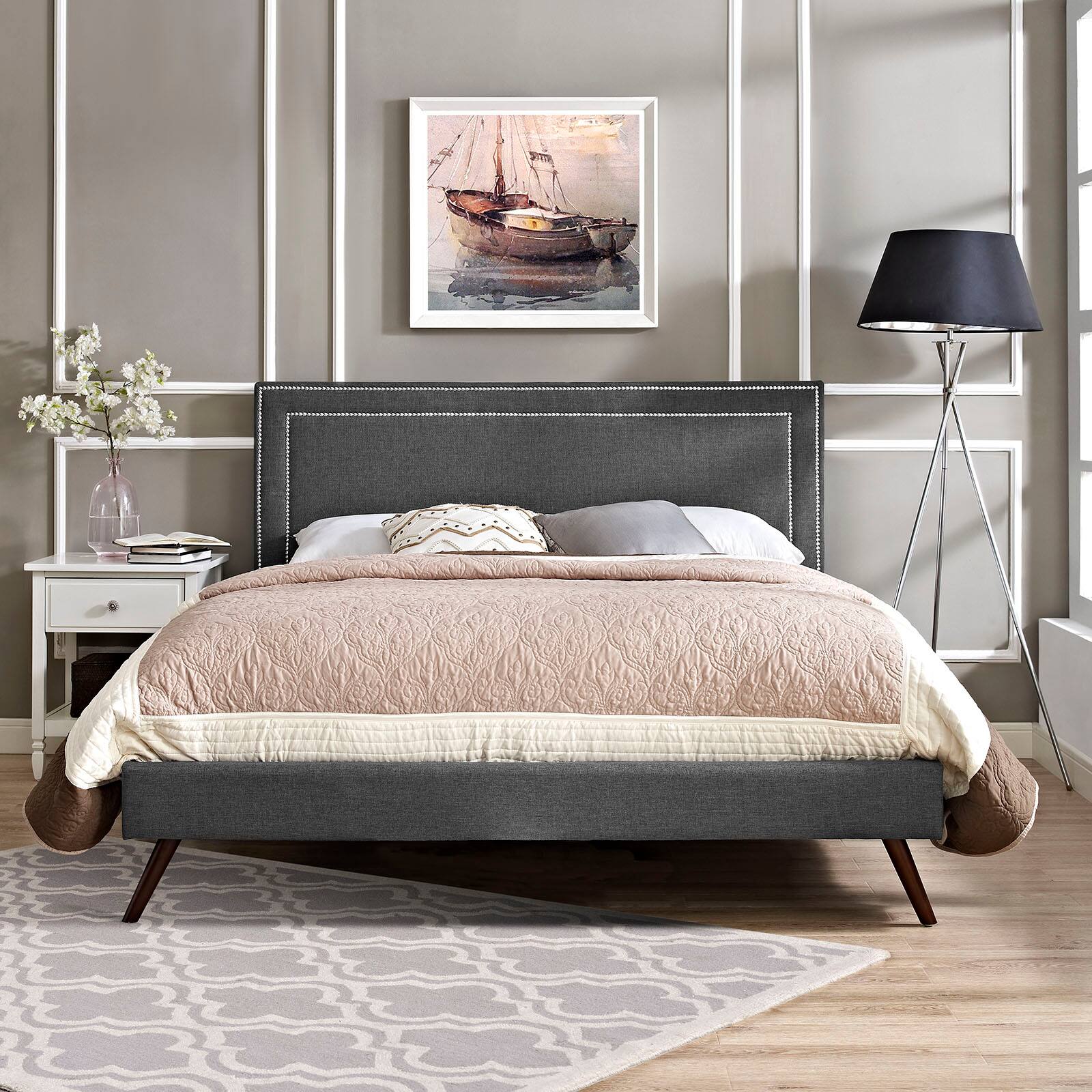 Alt View 2. Modway - Amelia Performance Velvet Full Bed - Gray.