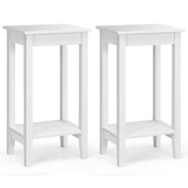 Costway - 2-Tier Nightstand End Side Table Coffee Table Bedroom - White