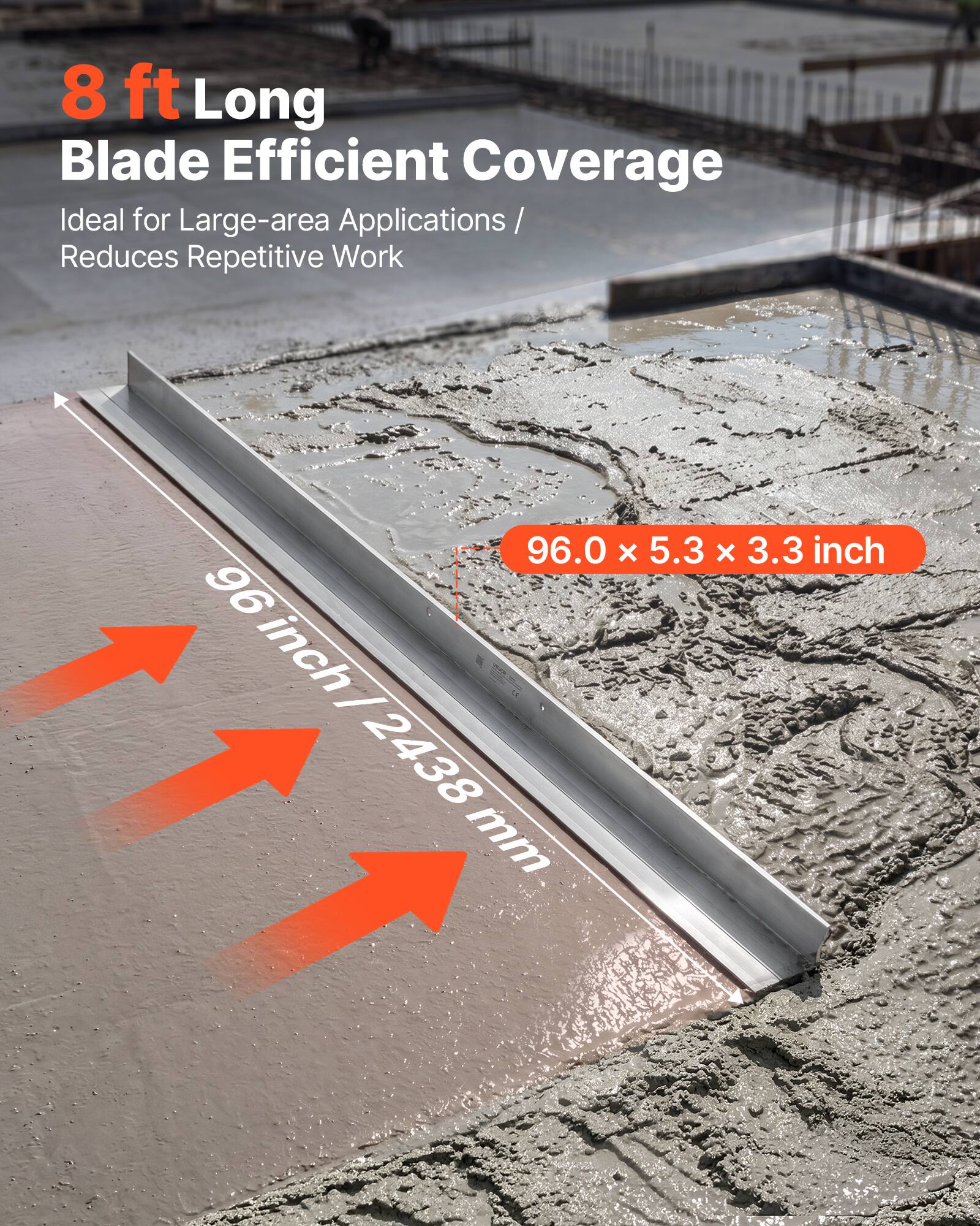 8 ft Long Blade Efficient Coverage  
Ideal for Large-area Applications / Reduces Repetitive Work  

96.0 x 5.3 x 3.3 inch  
96 inch / 2438 mm