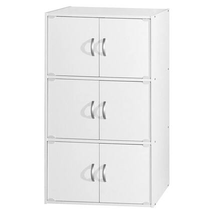 Front. Hodedah - Hodedah 6 Door Enclosed Multipurpose Storage Cabinet for Home & Office, White - White.
