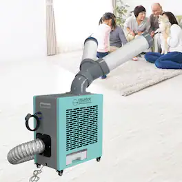 Equator - 10000 BTU 3-in-1 Outdoor/Indoor HEATER, AIR CONDITIONER, FAN, Remote & Hot Air Exhaust 1000 sq ft 110V - Turquoise Blue & Silver