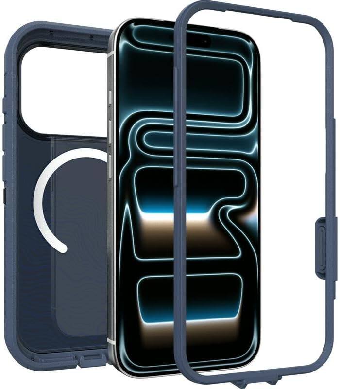 Alt View 2. OtterBox - OtterBox iPhone 17 Pro, Bundle: Defender Series XT Case & Screen Protector - Snaps on MagSafe - Rugged & Durable - Offgrid (Blue).