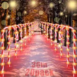PARKER SLATER - Candy Cane Lights Outdoor Pathway with Timer 6/18H, Real 30 - 20 Pack