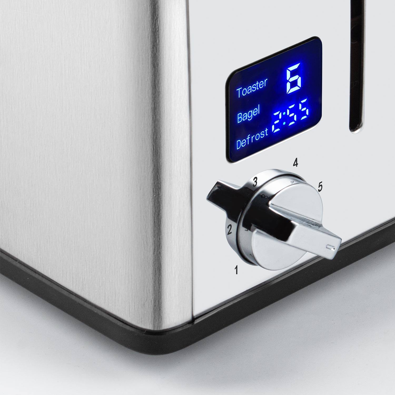 Toaster  
Bagel  
Defrost  

2:55  

1 2 3 4 5