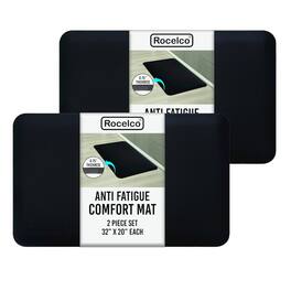 Rocelco - 2 Pack Anti Fatigue Standing Floor Mat, 32"x20" - Black