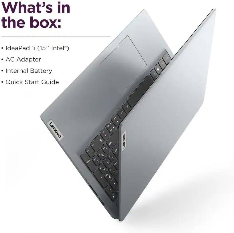 What's in the box:  
- IdeaPad li (15" Intel®)  
- AC Adapter  
- Internal Battery  
- Quick Start Guide  

Lenovo