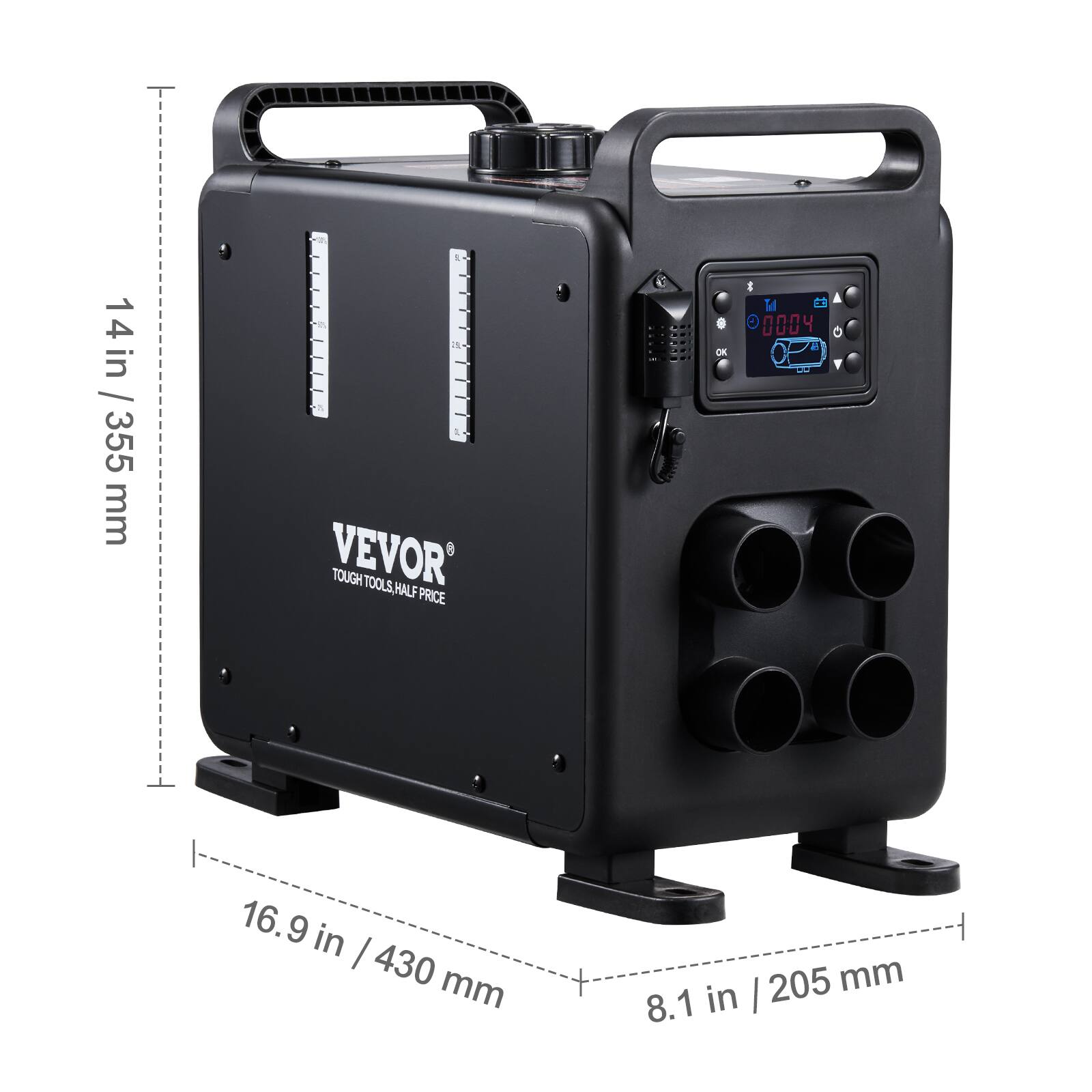1 in / 14 in / 355 mm  
VEVOR TOUGH TOOLS, HALF PRICE  
OK  
16.9 in / 430 mm  
8.1 in / 205 mm