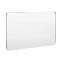 LOVMOR - Tempered Glass Rounded Rectangle Framed Wall-Mounted Bathroom Vanity Mirror - 60" x 36" - Silver - Angle_Zoom