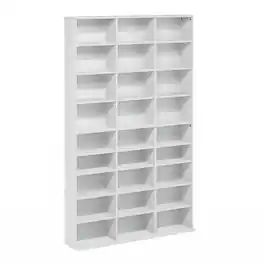 Furinno - JAYA 24-Shelf Multimedia Media Storage Tower Rack with Adjustable Shelves - White