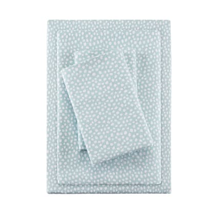 Front. Gracie Mills - Gracie Mills Persephone Cotton Flannel Sheet Set - Aqua Dots.