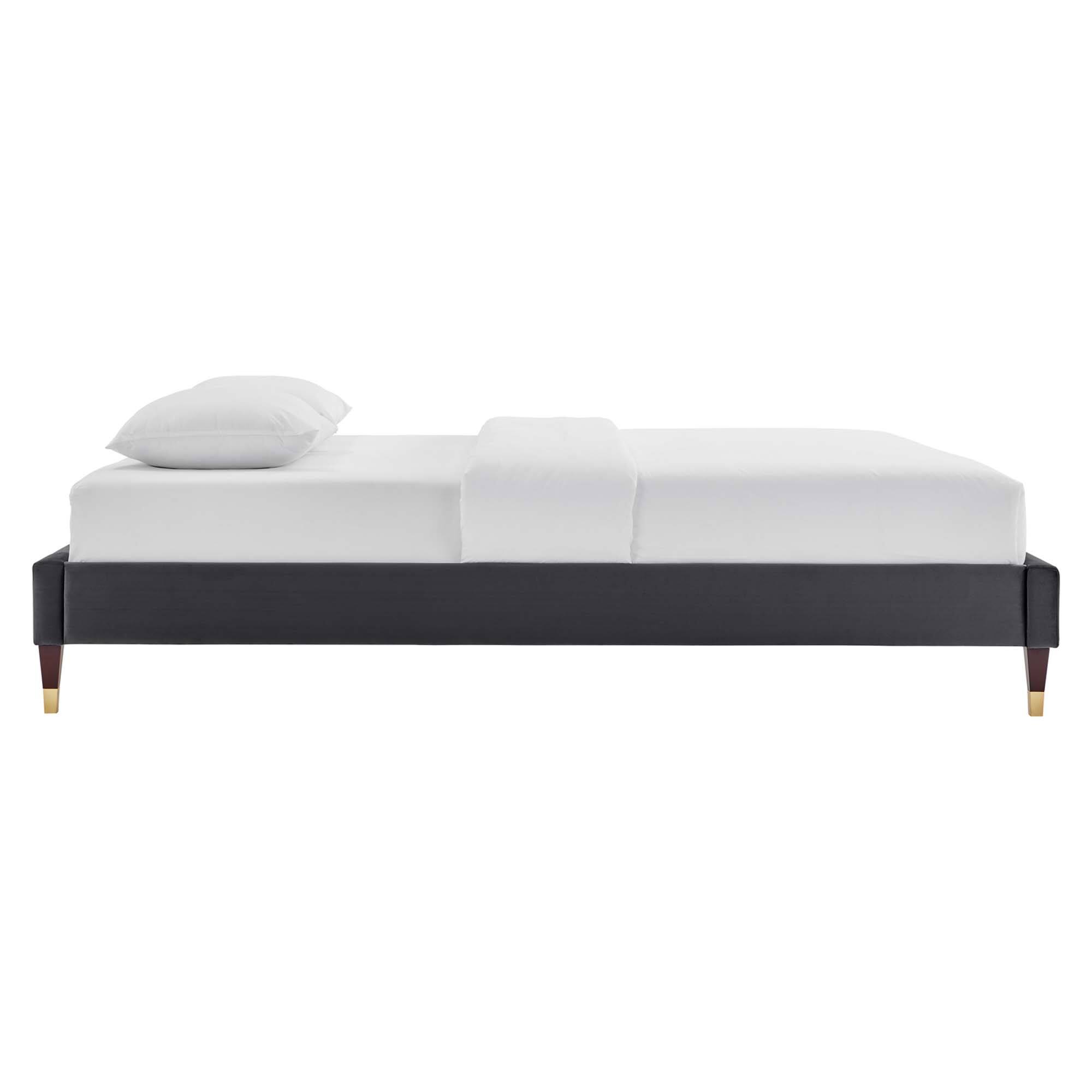 Back. Modway - Reign Performance Velvet King Platform Bed Frame - Gray.
