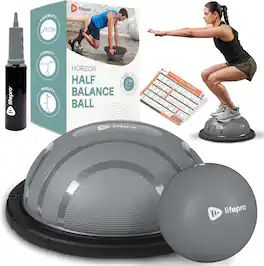 LifePro - Half Balance Ball Trainer for Core Stability Balance Training and Full Body Exercise - Gray