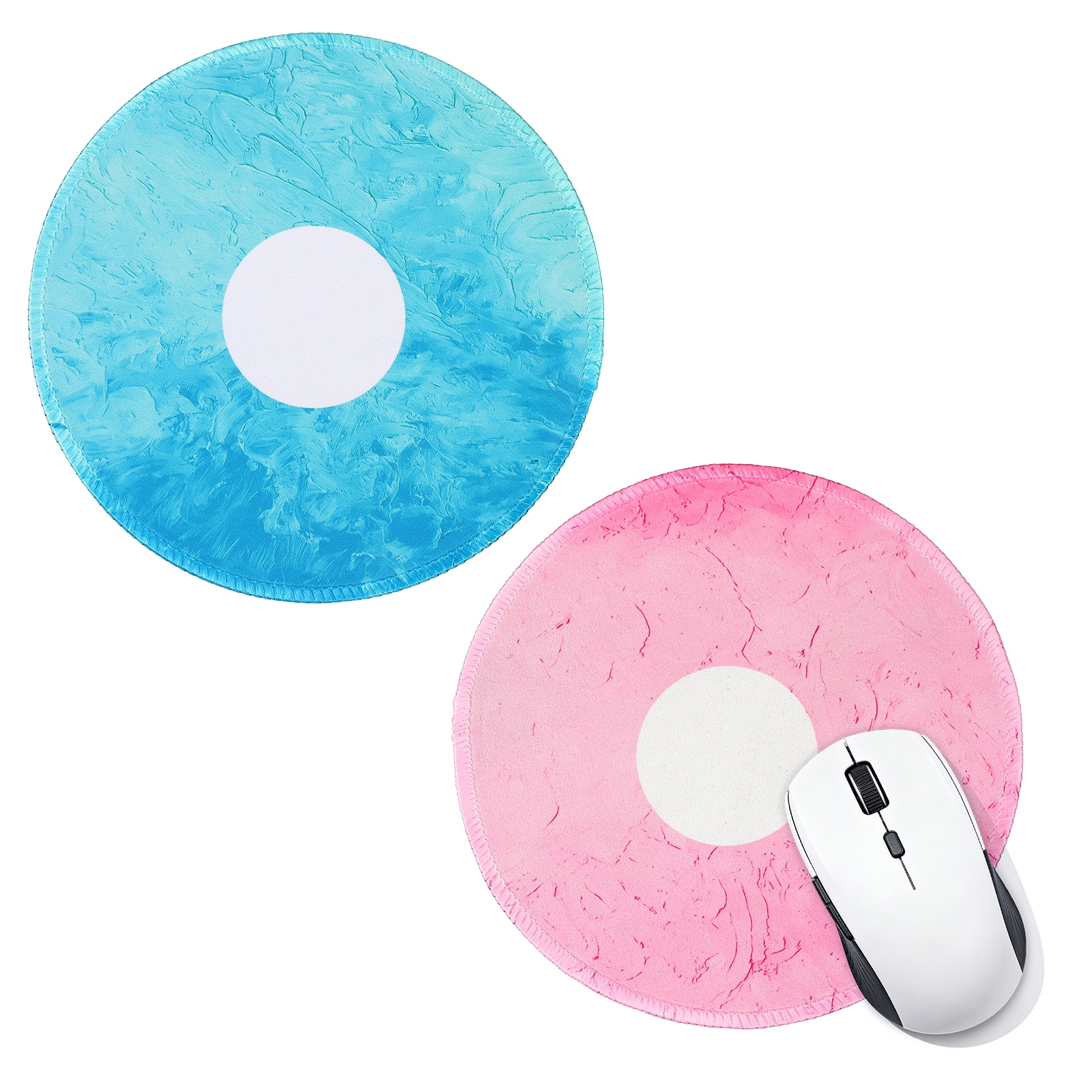 Unique Bargains - 2pcs Donut Round Mouse Pad 7.9" Donut Printed Non-Slip Rubber Desk Mat for Office Home Laptop Computer Desk Accessories - Light Pink, Mint Green