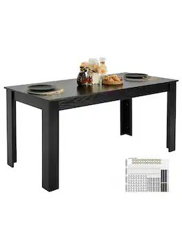 VEVOR - Rectangle Dining Table, 63 inch Length Large Wood Tables for 4-6 Person, Modern Dinner Furniture - Black