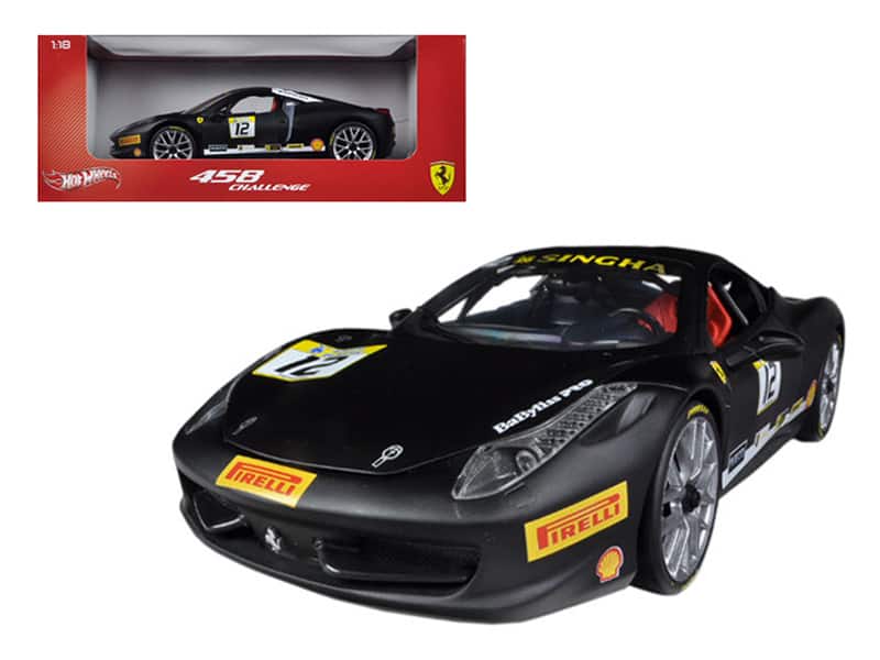 Ferrari 458 Challenge Matt Black #12 1/18 Diecast Car Model by Hot Wheels price history on PriceWatchPro