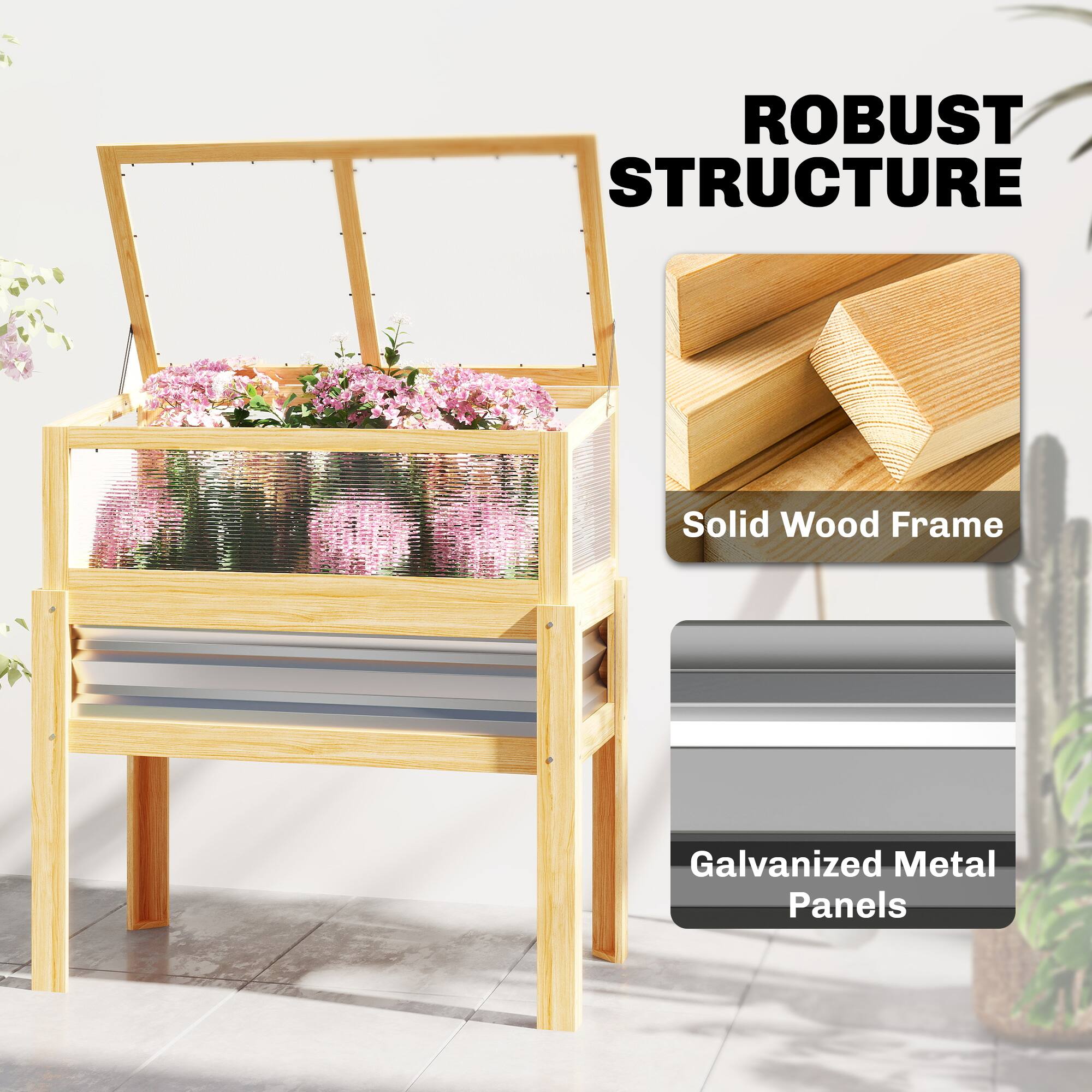 ROBUST STRUCTURE  
Solid Wood Frame  
Galvanized Metal Panels