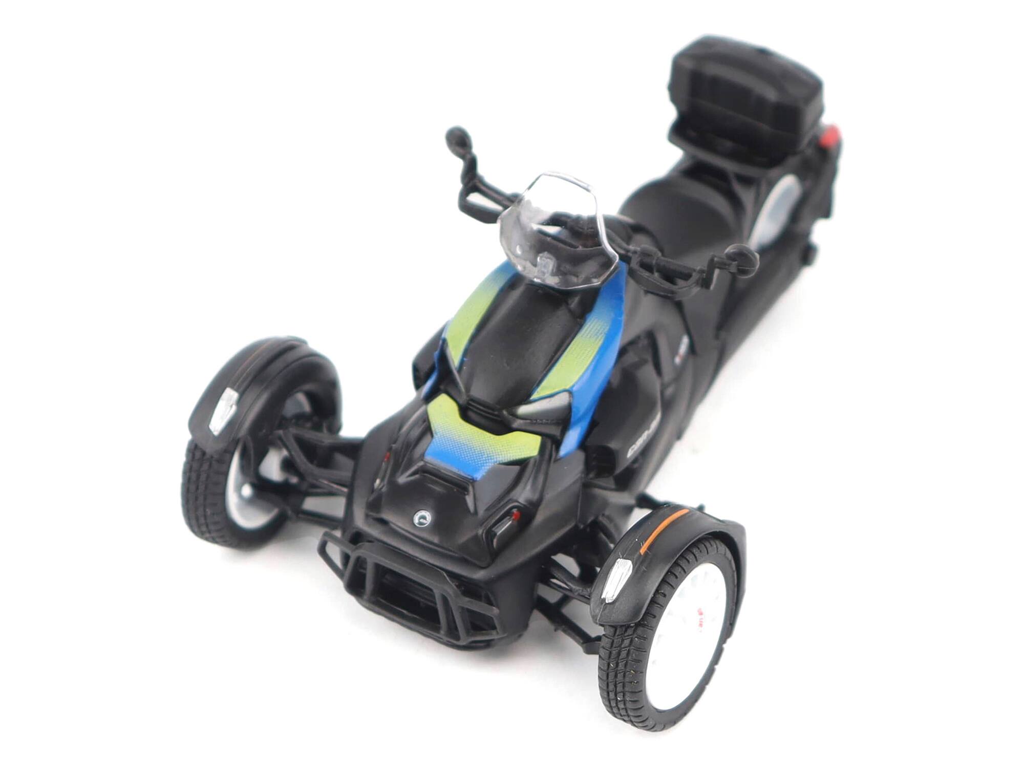 Alt View 5. BRP Models - Can-Am Ryker Rally 3-Wheel Motorcycle Galactic Blue and Black 1/32 Diecast Model by BRP Models.