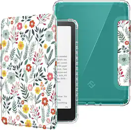 Fintie - Clear Case for 7" Kindle Paperwhite 12th Gen 2024 & Kindle Colorsoft Soft Lightweight TPU Cover Transparent Back Shell - Spring Bloom
