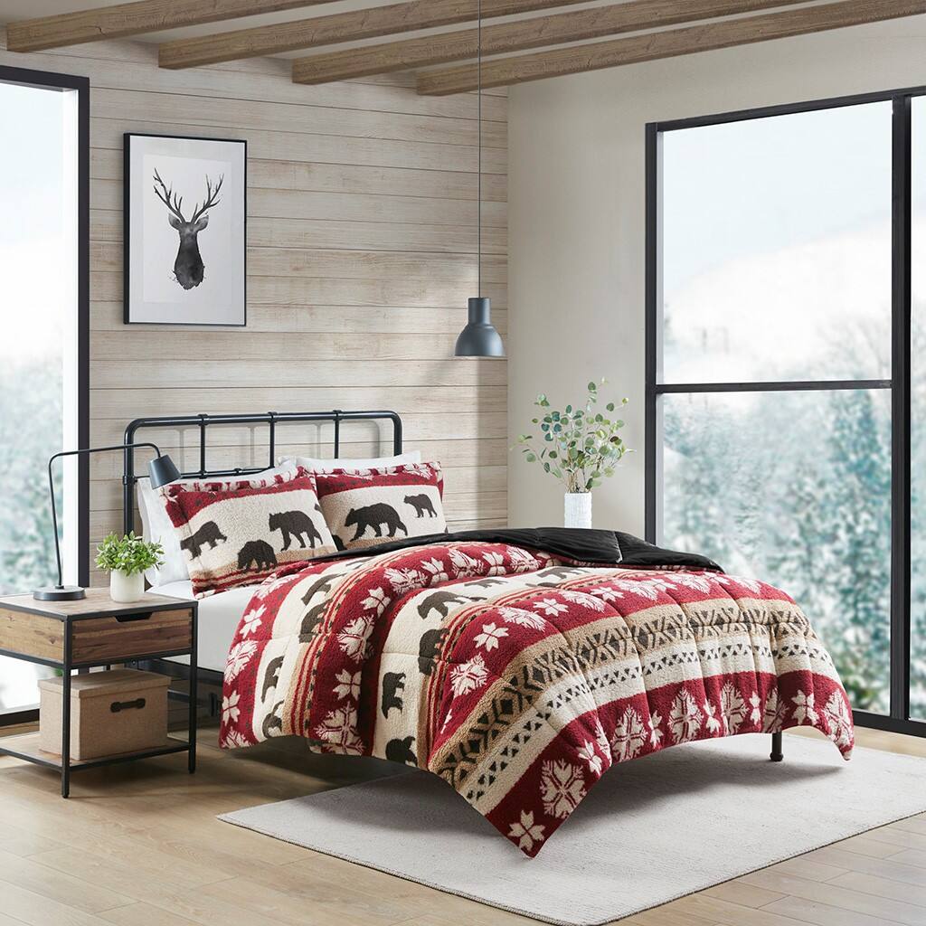 TinyHomie - King/Cal King Print Sherpa Comforter Set - Multicolor