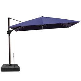 Crestlive Products - 12-ft Aluminum Tan Slide-tilt Cantilever Patio Umbrella with base - Navy blue