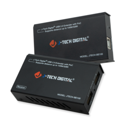 J-Tech Digital - USB 2.0 Extender Over Ethernet CAT5e/6 Cable - Black