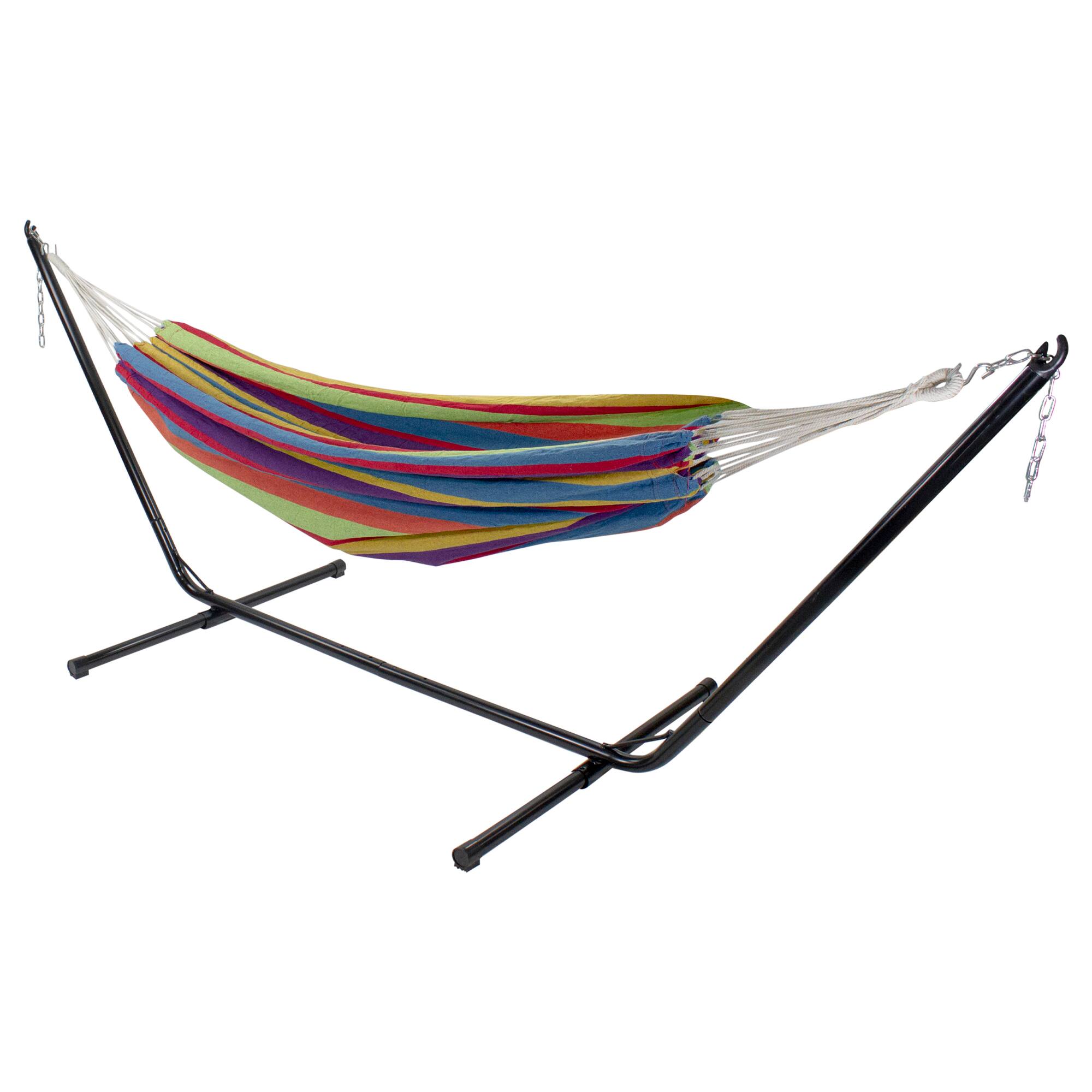 Alt View 5. Northlight - Striped Woven Two Person Brazilian Cotton Double Hammock - 72" x 57" - Multi-Color - Yellow.