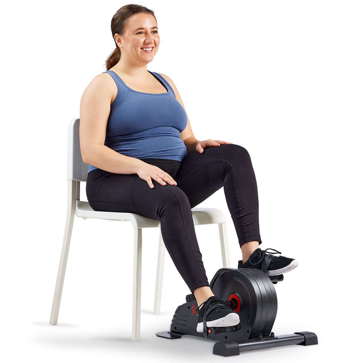 Sunny Health & Fitness - Smart Low-profile Magnetic Mini Exercise Bike - Dark Gray