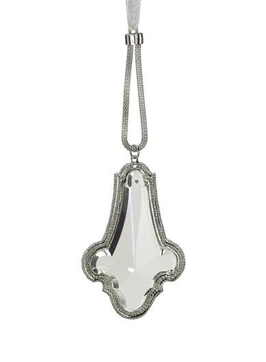 Front. Allstate - 8" Silver and Clear Crystal Pendant Christmas Ornament - Silver.