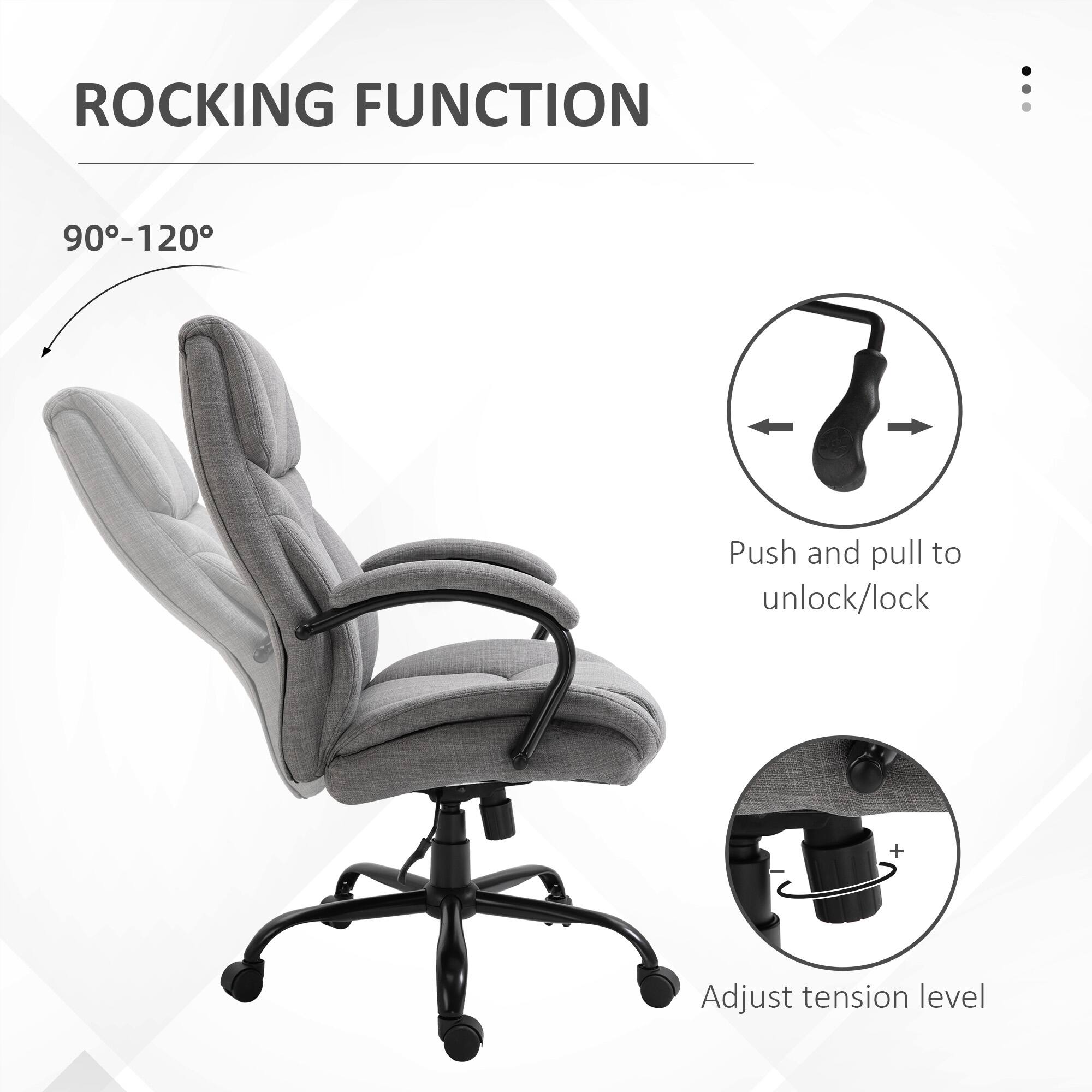 ROCKING FUNCTION
90-120°
Push and pull to unlock/lock
Adjust tension level