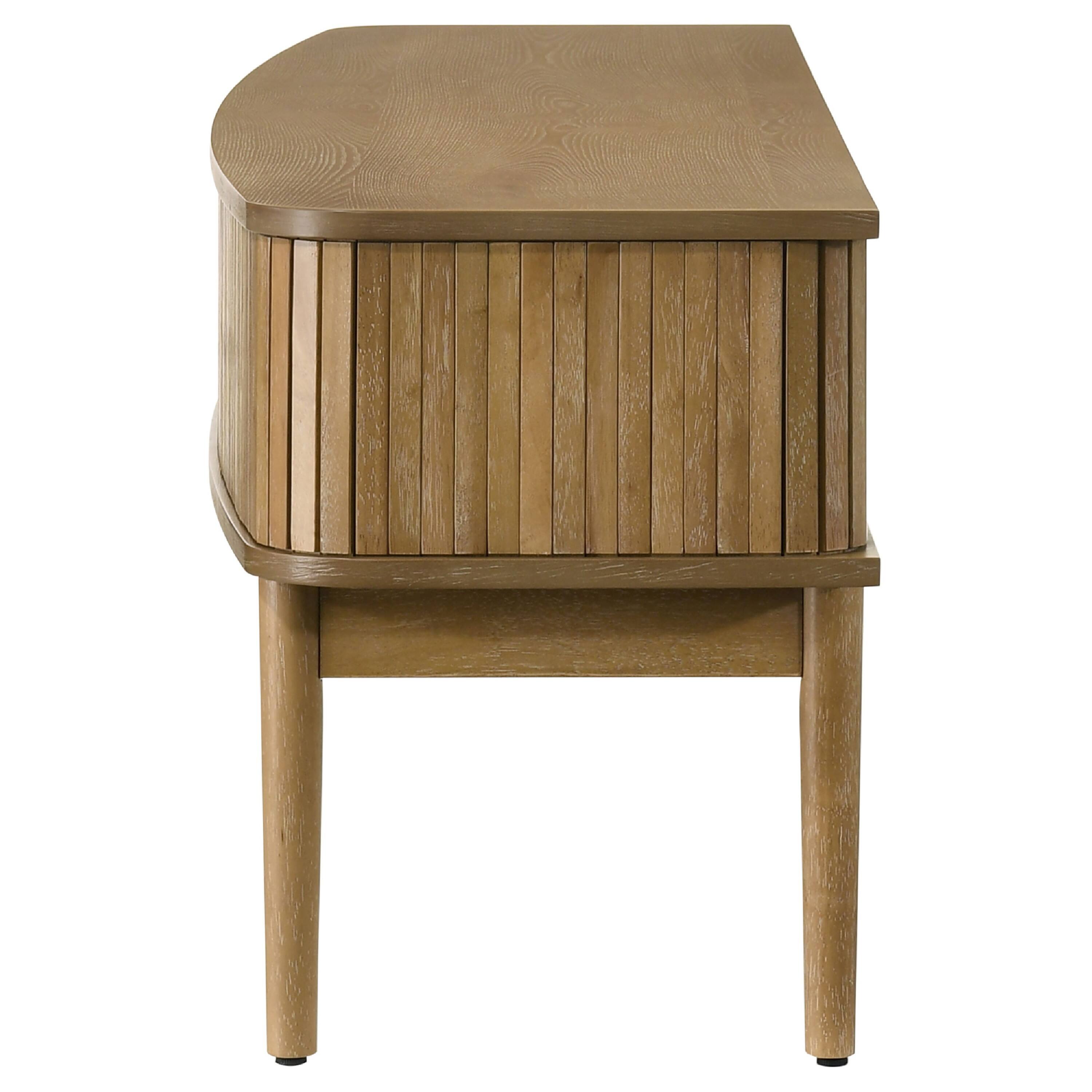Alt View 5. Manhattan Lane - Elora TV Stand Media Console with Reeded Doors, Brown Wood 71 Inch - Weathered Natural Brown.