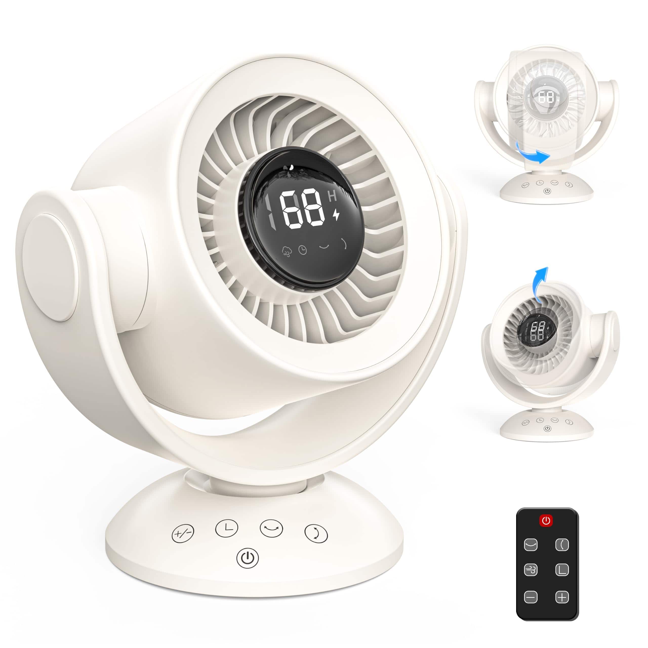 PRIMEPLUS - Quiet Air Circulator Desk Fan with Remote, 90°V+120°Osc, 100 Speeds, 10H Timer, 25dB, for Home Office Travel - Beige price history on PriceWatchPro