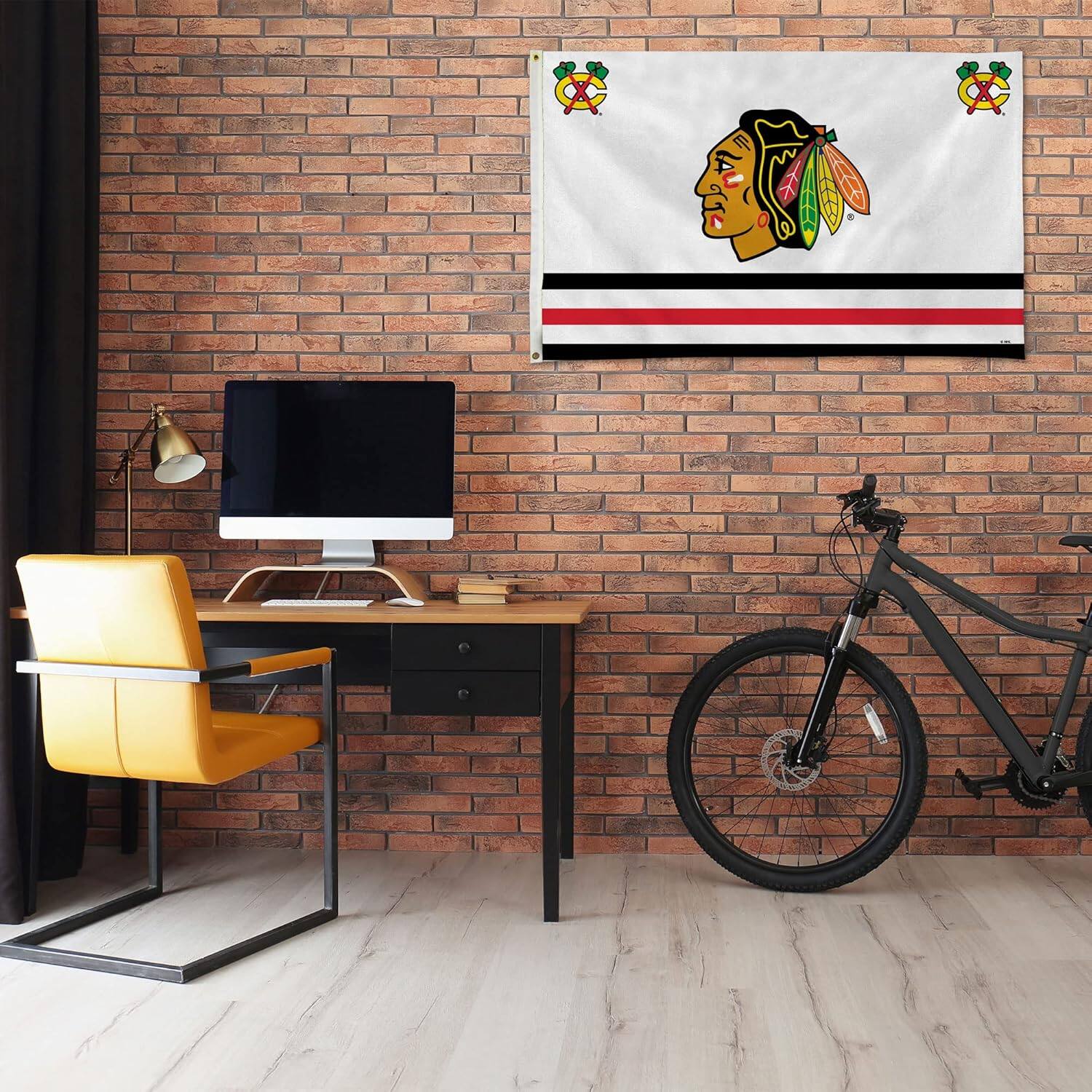 Alt View 1. Rico Industries - Chicago Blackhawks 3X5 Indoor Outdoor Banner Flag with grommets for hanging - Multi.